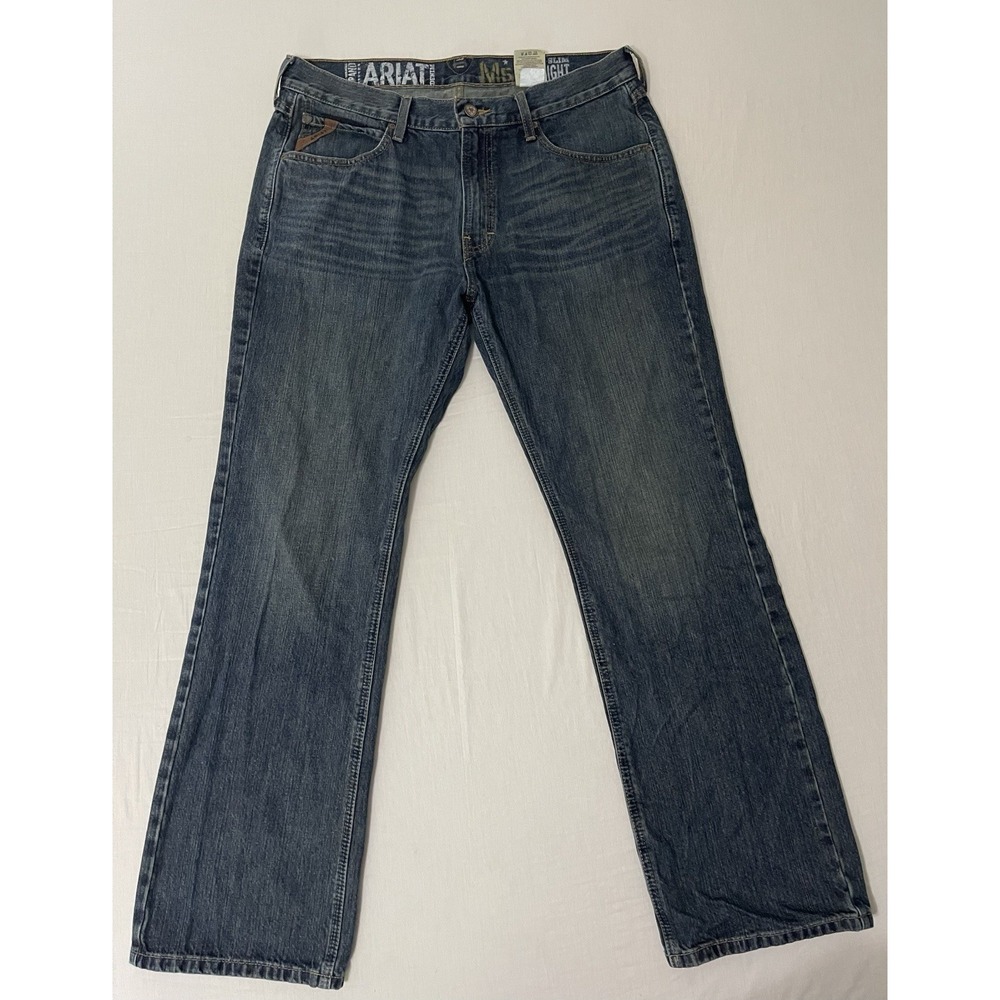 Ariat M5 Straight Fit Jeans Men's 35x32 Blue Denim Western Workwear Swagger